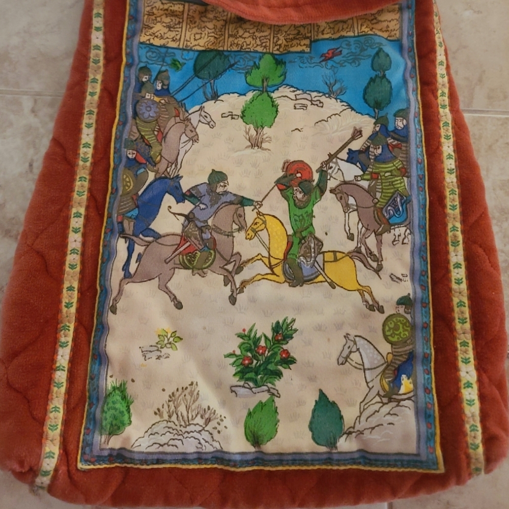 Carpetbags of America Rare Vintage Burnt Sienna Velvet Tapestry Insert Handbag
